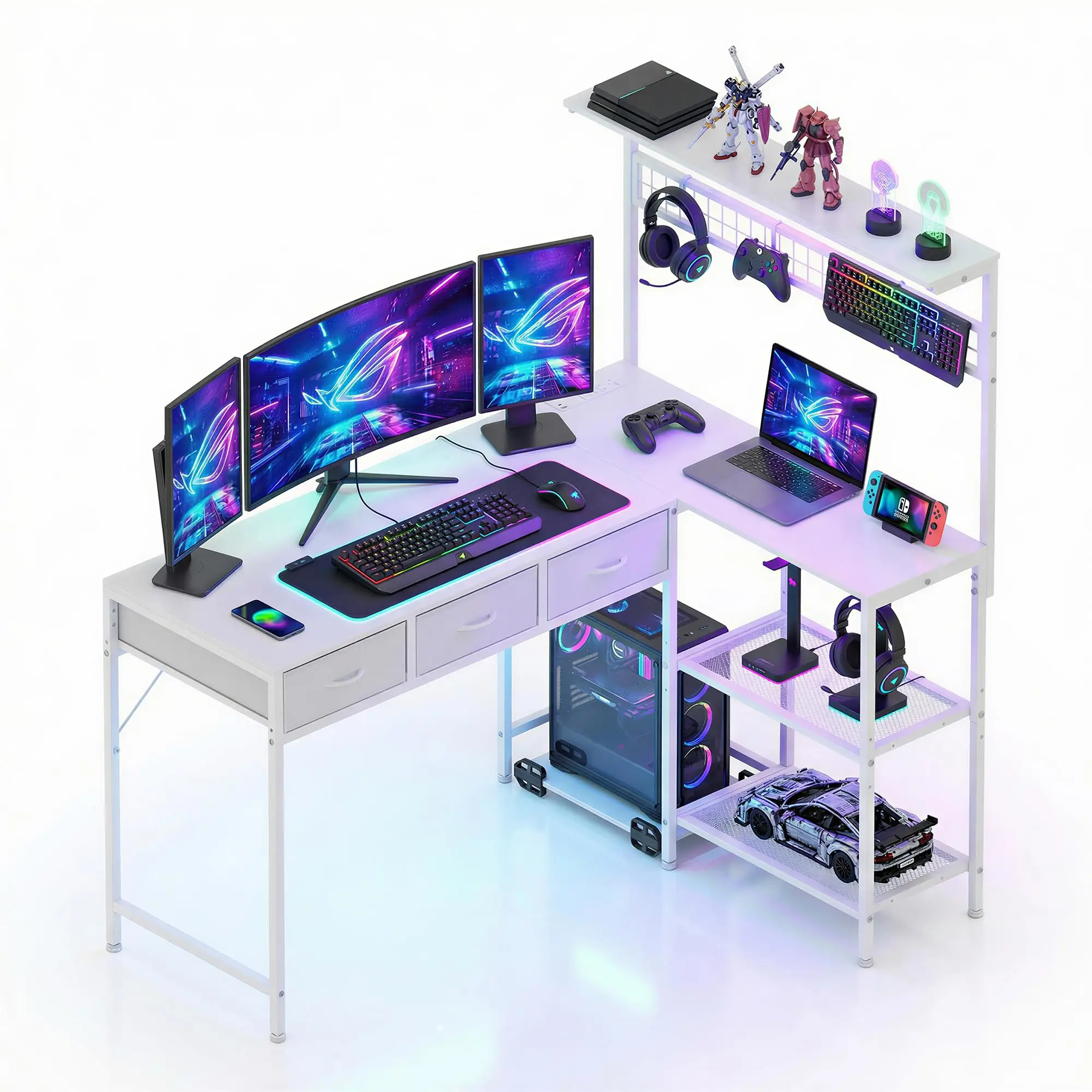 Desk Setup L Shaped - 50.4 Inch Reversible L Shaped Gaming