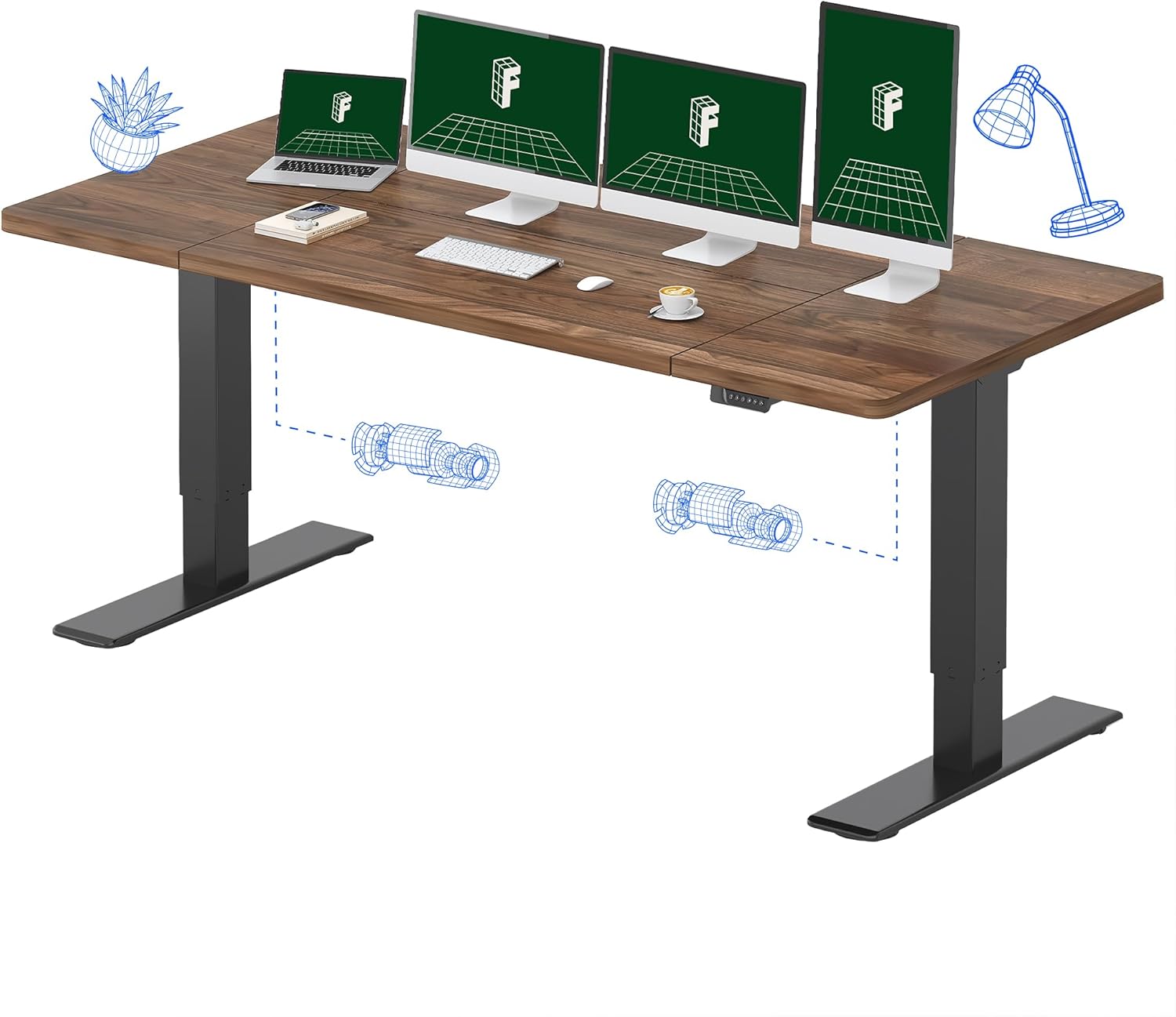 Desk Setup L Shaped - Electric Standing Desk with Dual Motor,