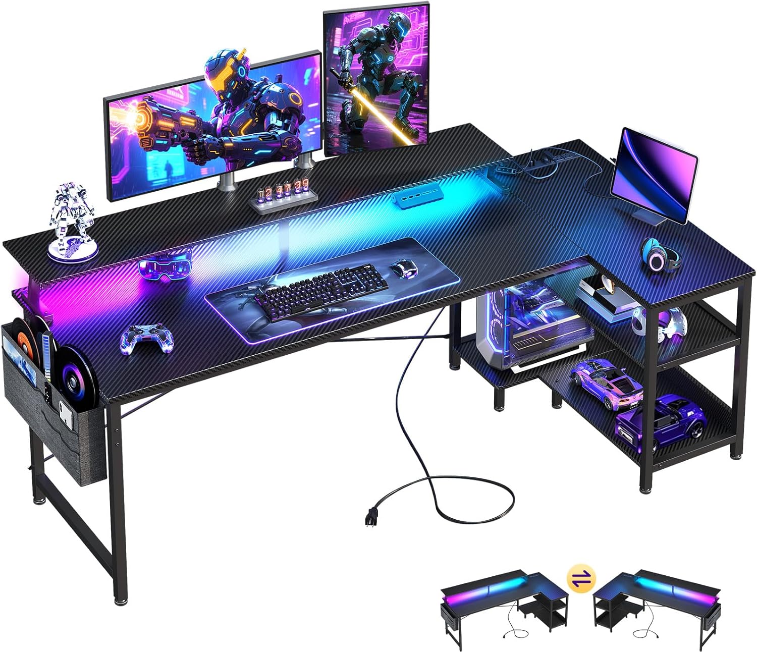 66 Inch L Shaped Computer Desk - огляд і ціна Desk Setup L Shaped