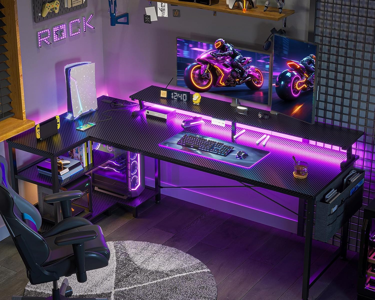 66 Inch L Shaped Computer Desk - огляд і ціна Desk Setup L Shaped
