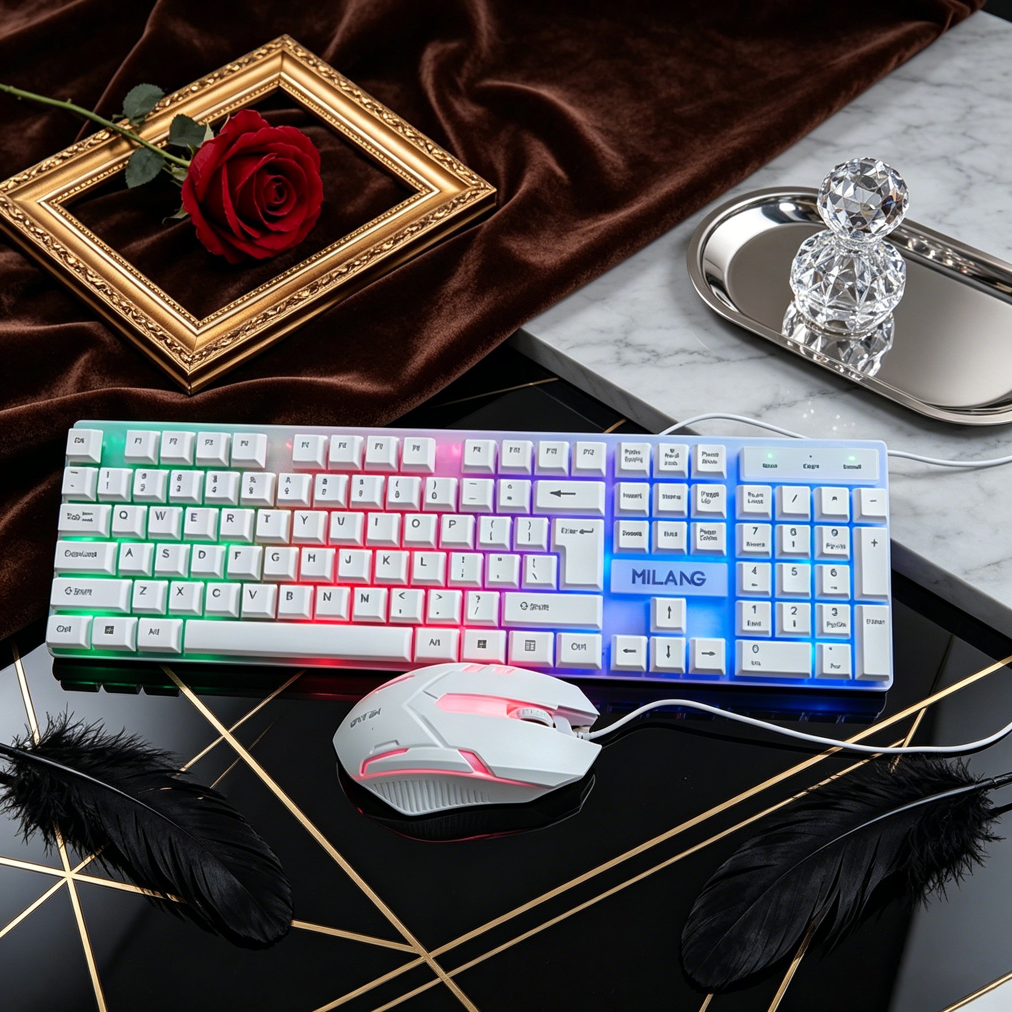 Wired RGB Backlit Keyboard Mou - огляд і ціна Desk Setup Ergonomics