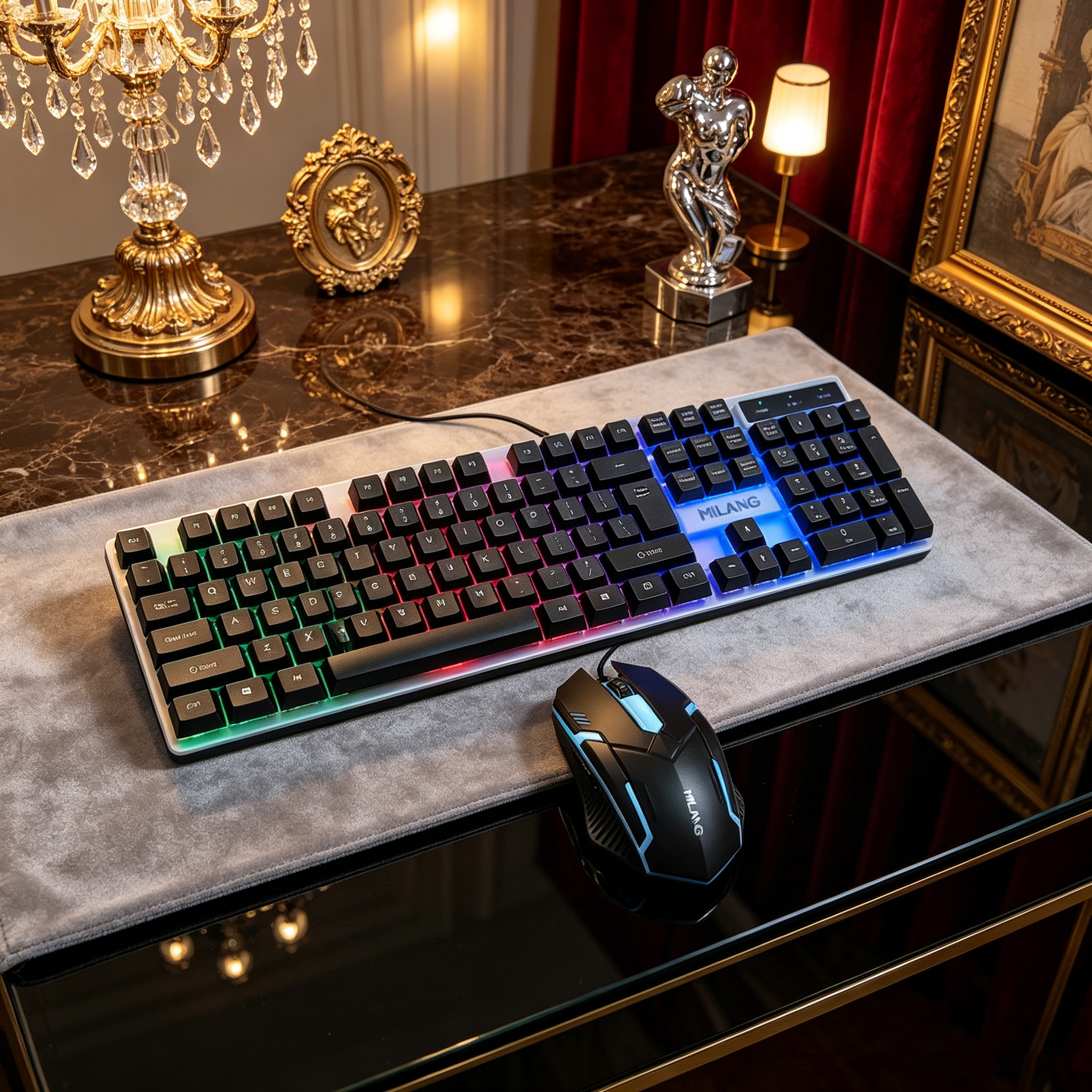 Wired RGB Backlit Keyboard Mou - огляд і ціна Desk Setup Ergonomics