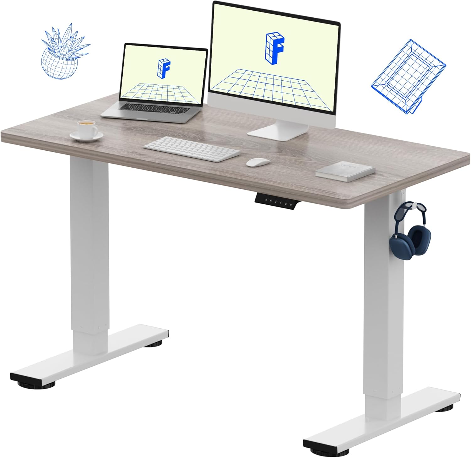 One-Piece Electric Height Adju - огляд і ціна Desk Setup L Shaped