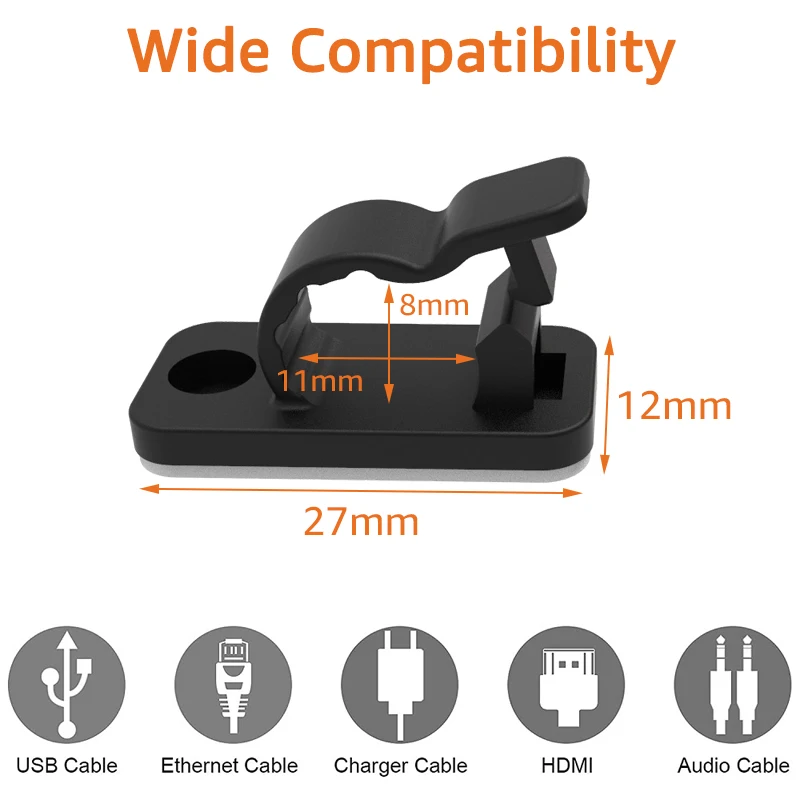 10/50PCS Cable Organizer Clips - огляд і ціна Desk Setup Cable Management
