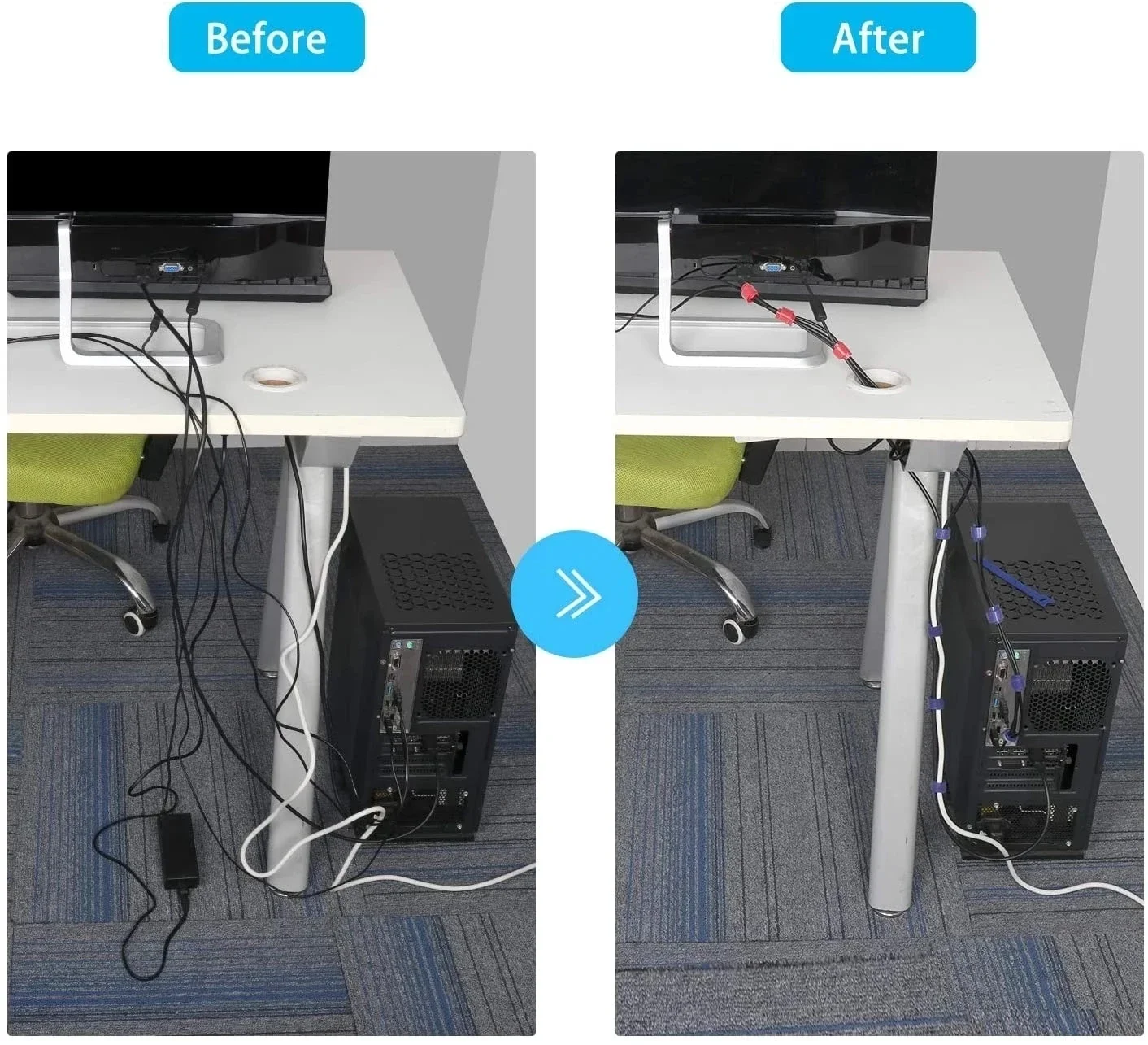 10/30/50PCS USB Cable Organize - огляд і ціна Desk Setup Cable Management