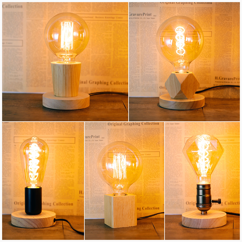 Retro Vintage Table Lamp Wood  - огляд і ціна Desk Setup Vintage