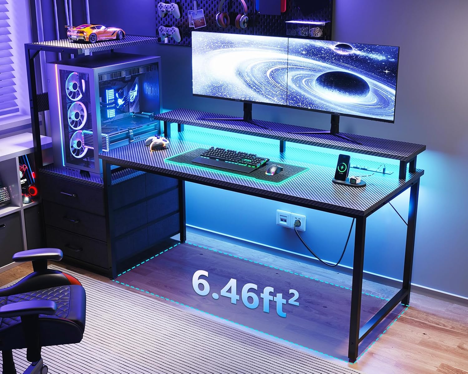 63 Inch Gaming Desk with PC Di - огляд і ціна Desk Setup L Shaped