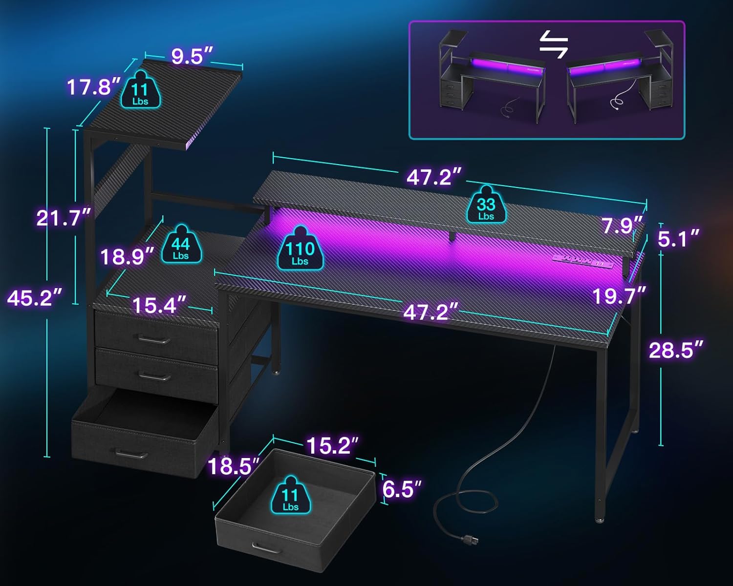 63 Inch Gaming Desk with PC Di - огляд і ціна Desk Setup L Shaped