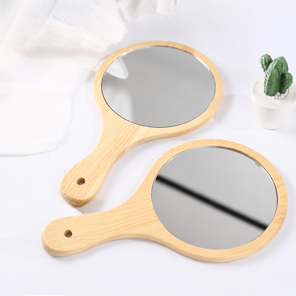 1pc Natural Wood Mirror Wooden - огляд і ціна Desk Setup Vintage