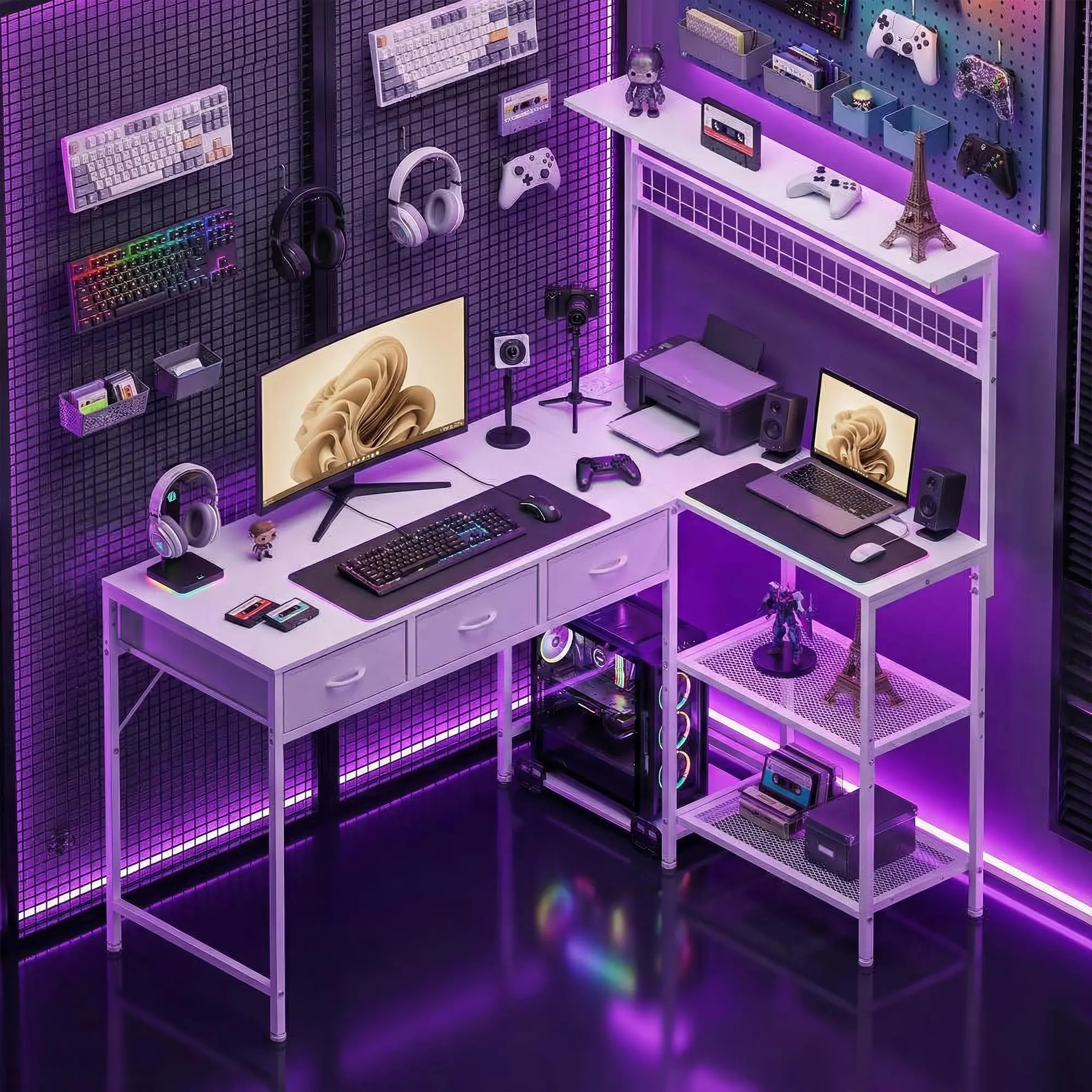50.4 Inch Reversible L Shaped  - огляд і ціна Desk Setup L Shaped