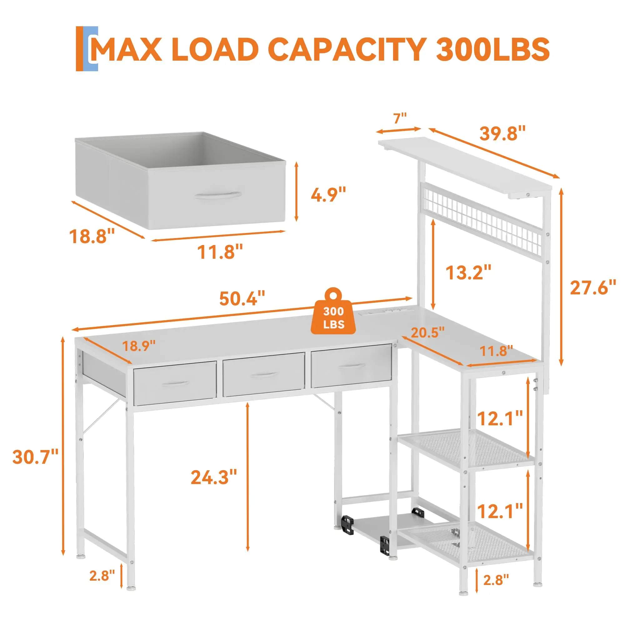 50.4 Inch Reversible L Shaped  - огляд і ціна Desk Setup L Shaped