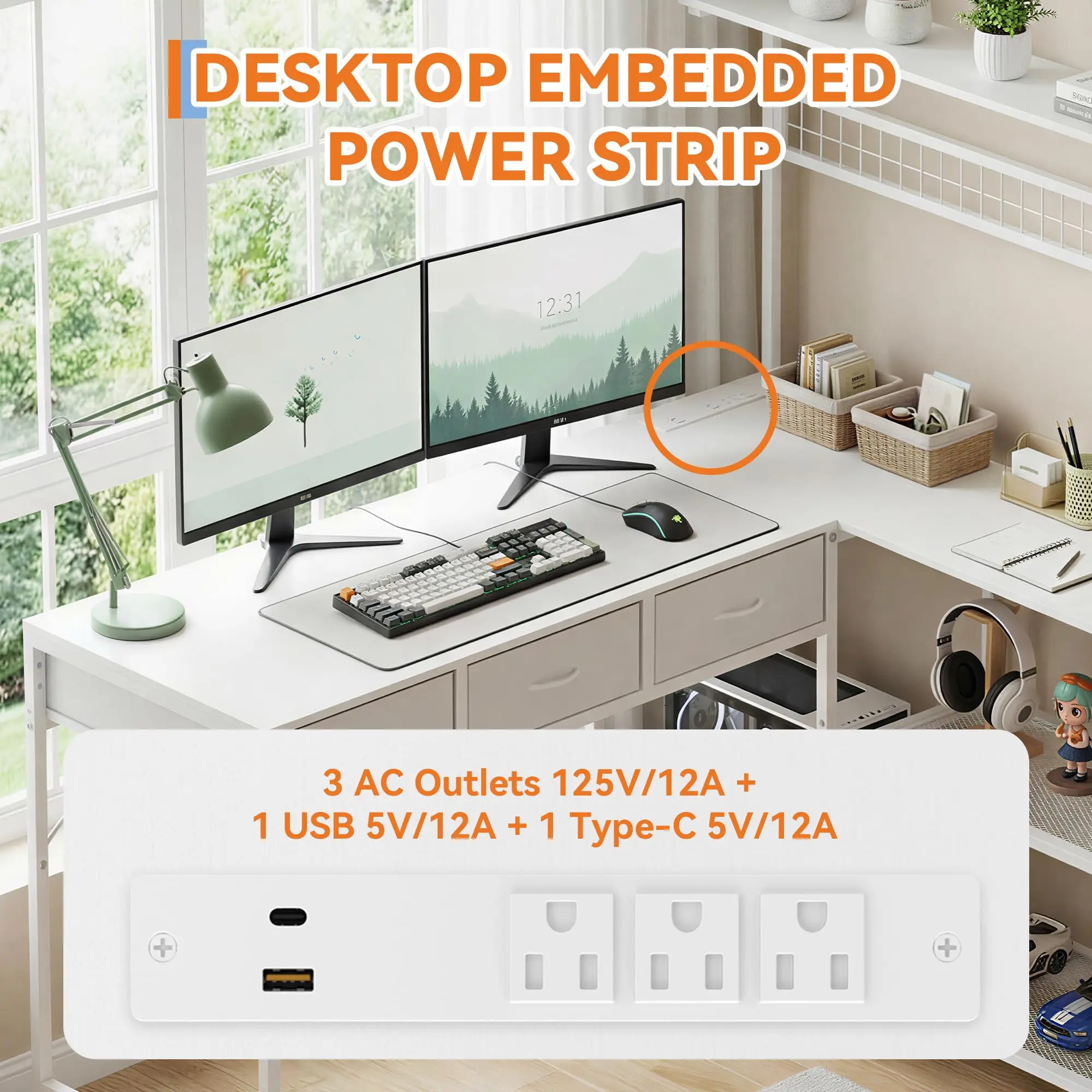 50.4 Inch Reversible L Shaped  - огляд і ціна Desk Setup L Shaped