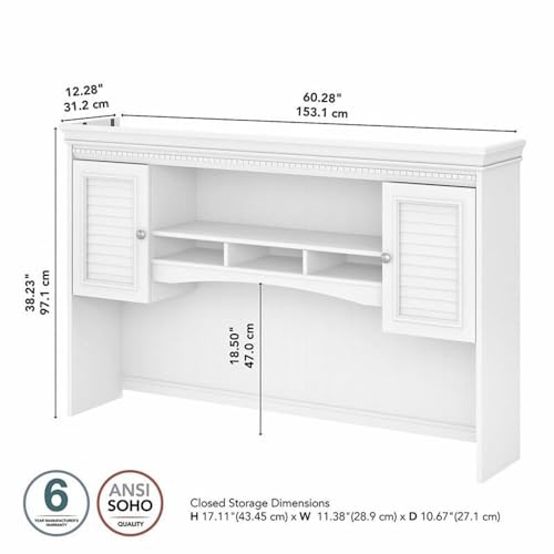 White 60-Inch Hutch With Latti - огляд і ціна Desk Setup L Shaped