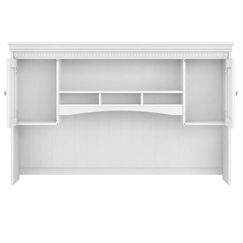 White 60-Inch Hutch With Latti - огляд і ціна Desk Setup L Shaped