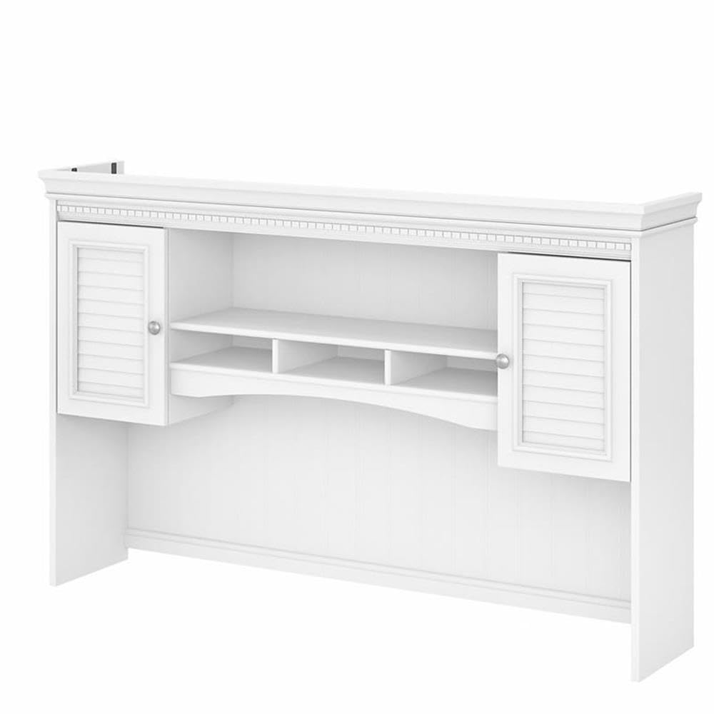 White 60-Inch Hutch With Latti - огляд і ціна Desk Setup L Shaped