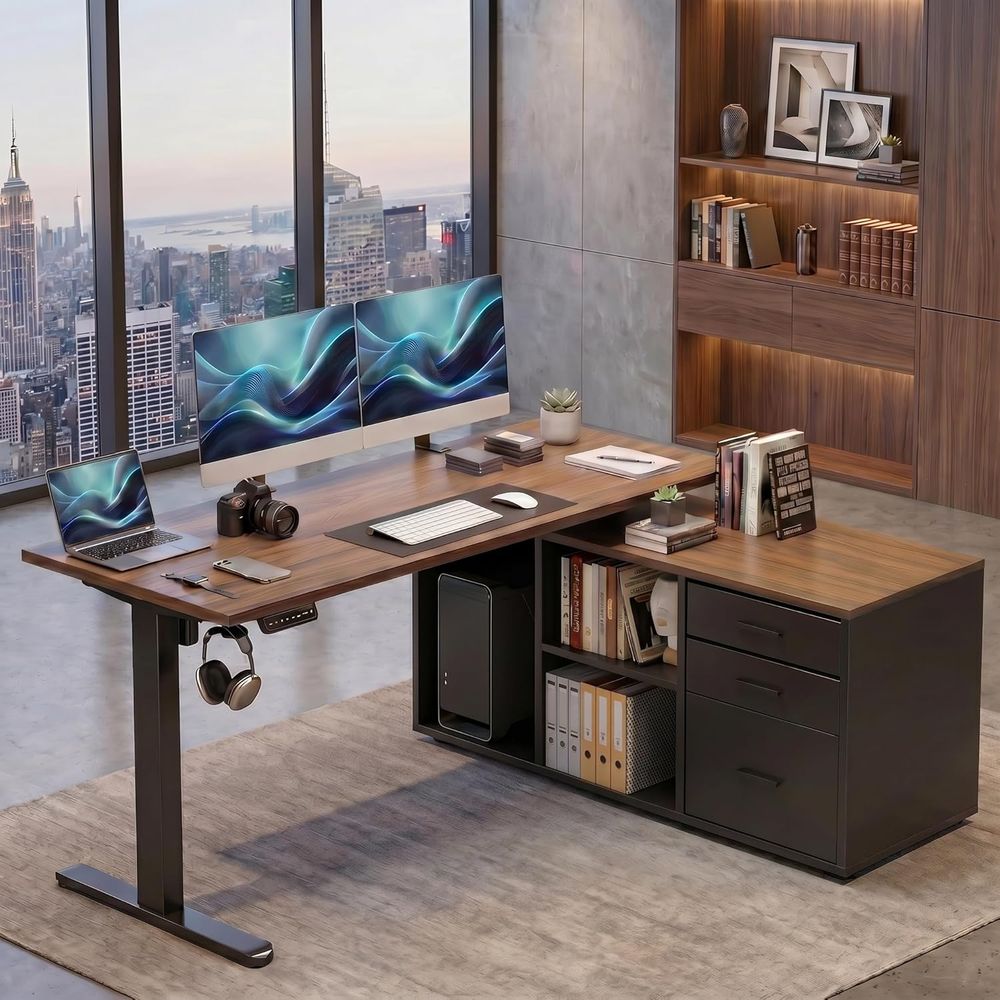 55 Inch L Shaped Standing Desk - огляд і ціна Desk Setup L Shaped