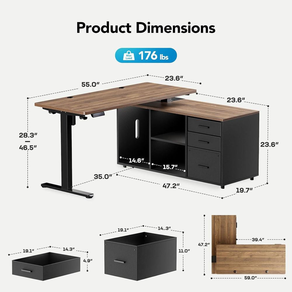 55 Inch L Shaped Standing Desk - огляд і ціна Desk Setup L Shaped