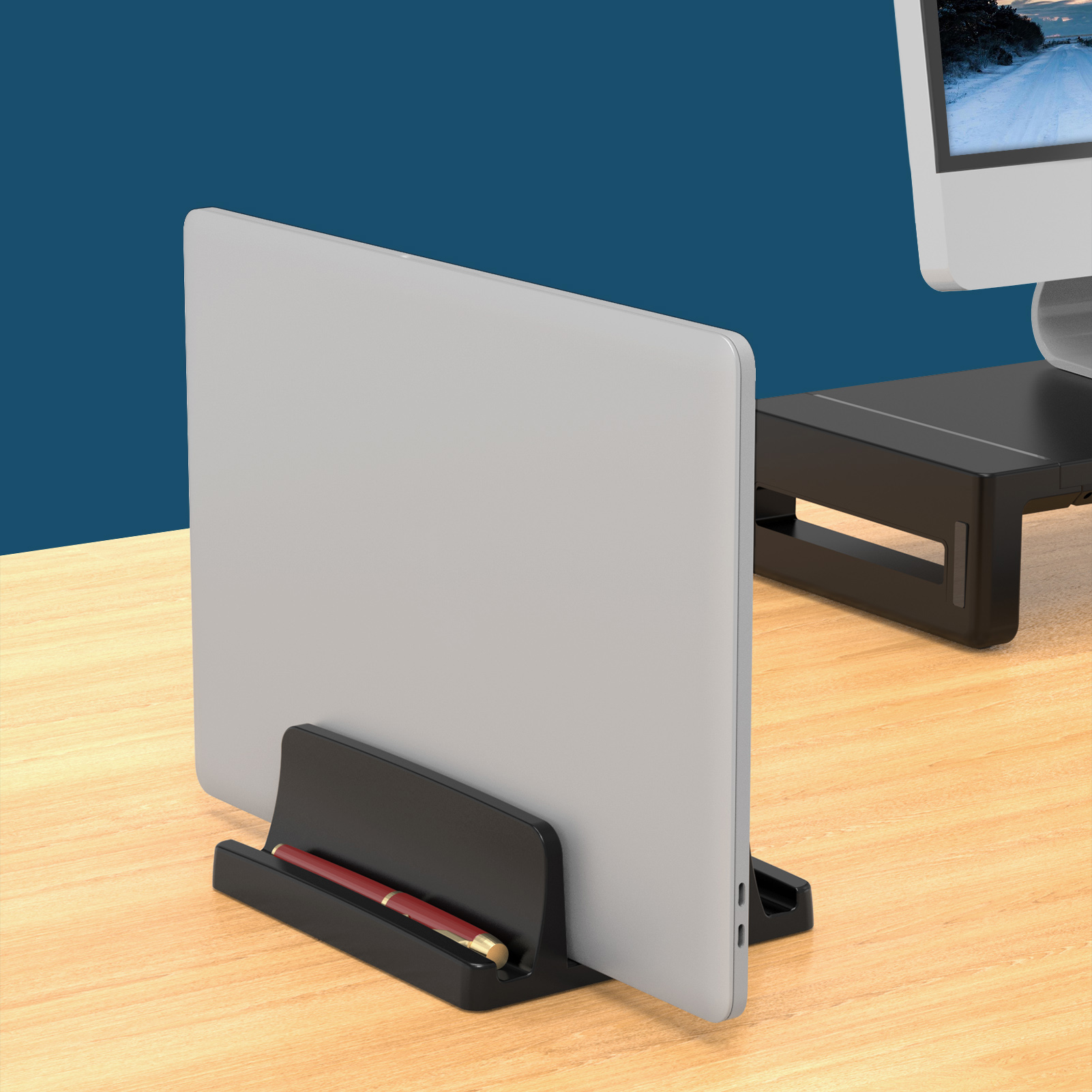 Vertical Laptop Stand for Desk - огляд і ціна Desk Setup Macbook